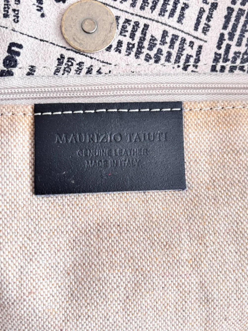 Maurizio Taiuti Newspaper Print Leather Backpack